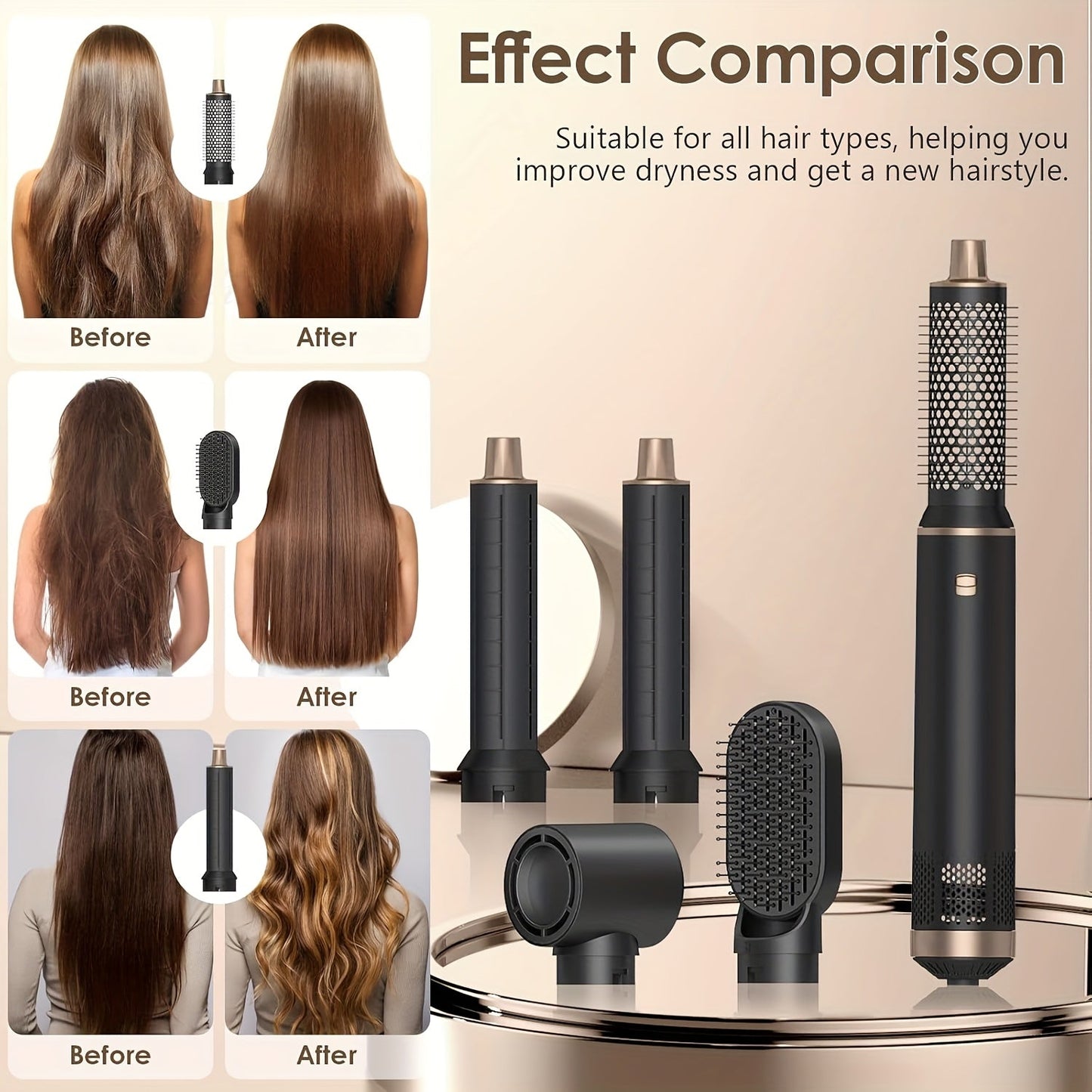 AUGUSDEA SilkForm™ Women’s 5-in-1 Hair Tool – Quick Drying, Curling & Volume