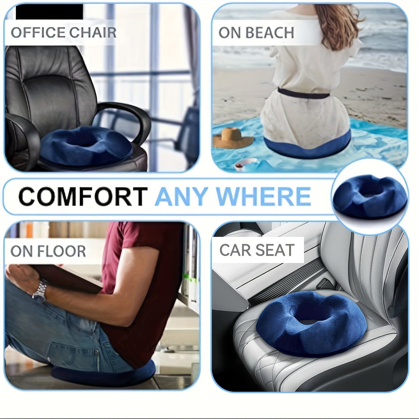 RelaxaRing™ – Orthopedic Donut Pillow for Tailbone, Hip & Posture Support