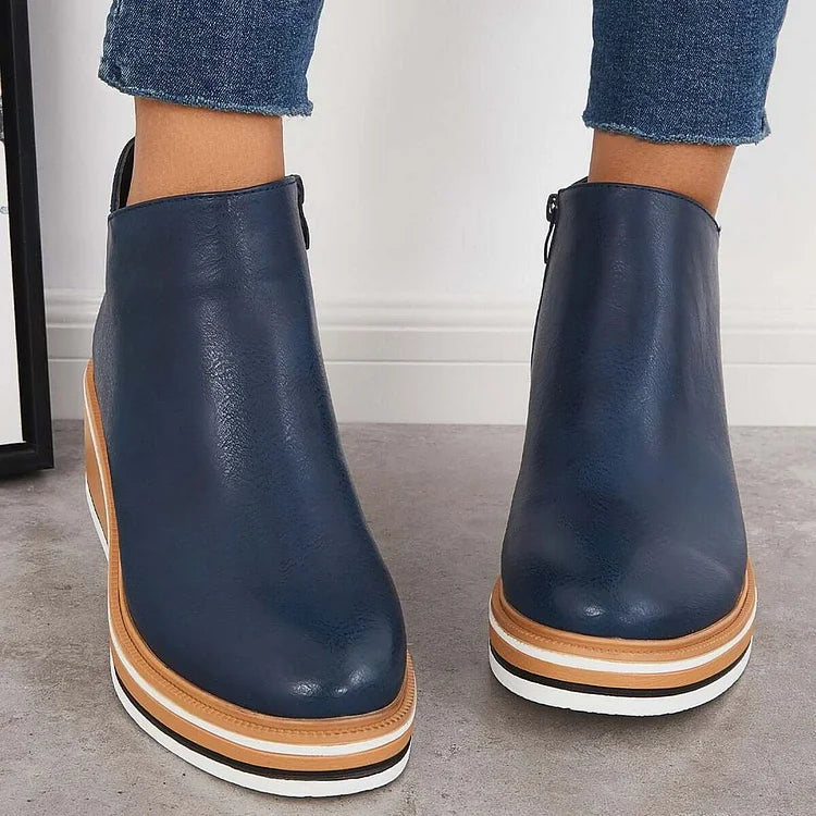 MOVA™ | Women’s Retro Wedge Booties – Side Zip
