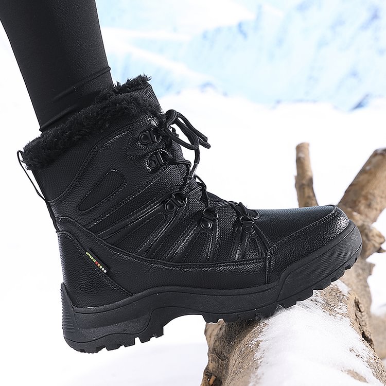 SnowEase | Women’s Winter Lace-Up Plush Ankle Boots