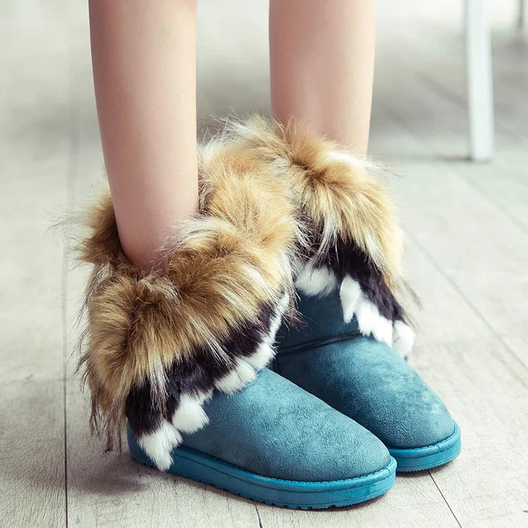 WinterGlow | Women’s Winter Faux Fur Slip-On Boots
