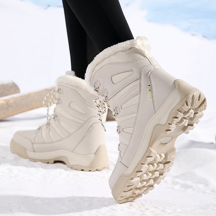 SnowEase | Women’s Winter Lace-Up Plush Ankle Boots