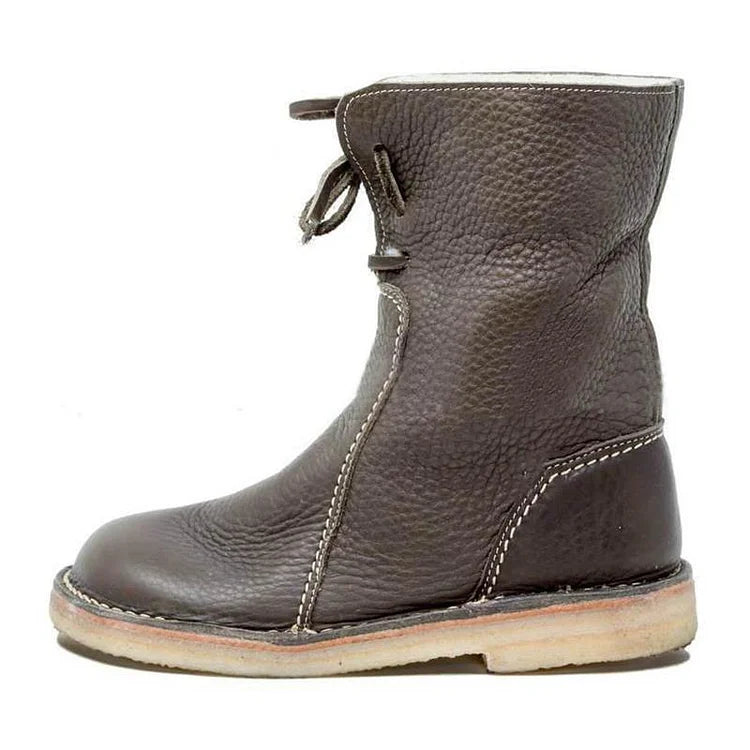 Velinova™ | Women’s Retro Plush Lace-Up Snow Boots