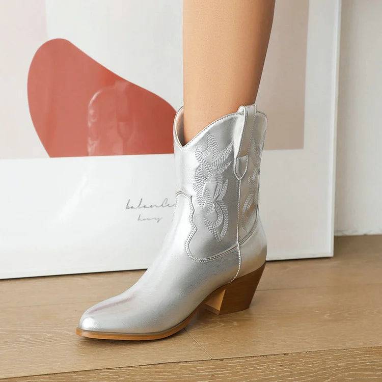 Velmora™ | Western Cowboy Ankle Boots for Women