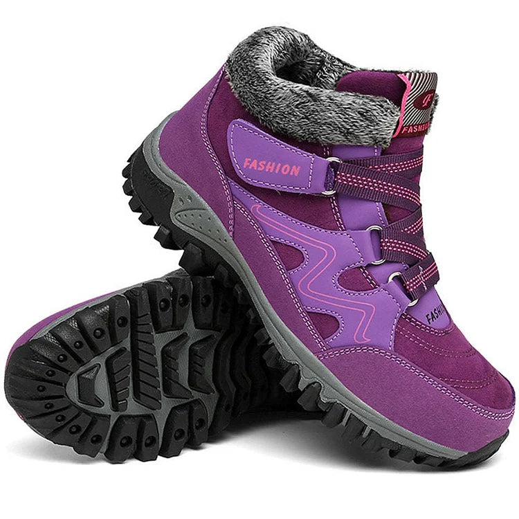SnoVera™ | Winter Ankle Boots – Plush-Lined, Hook & Loop