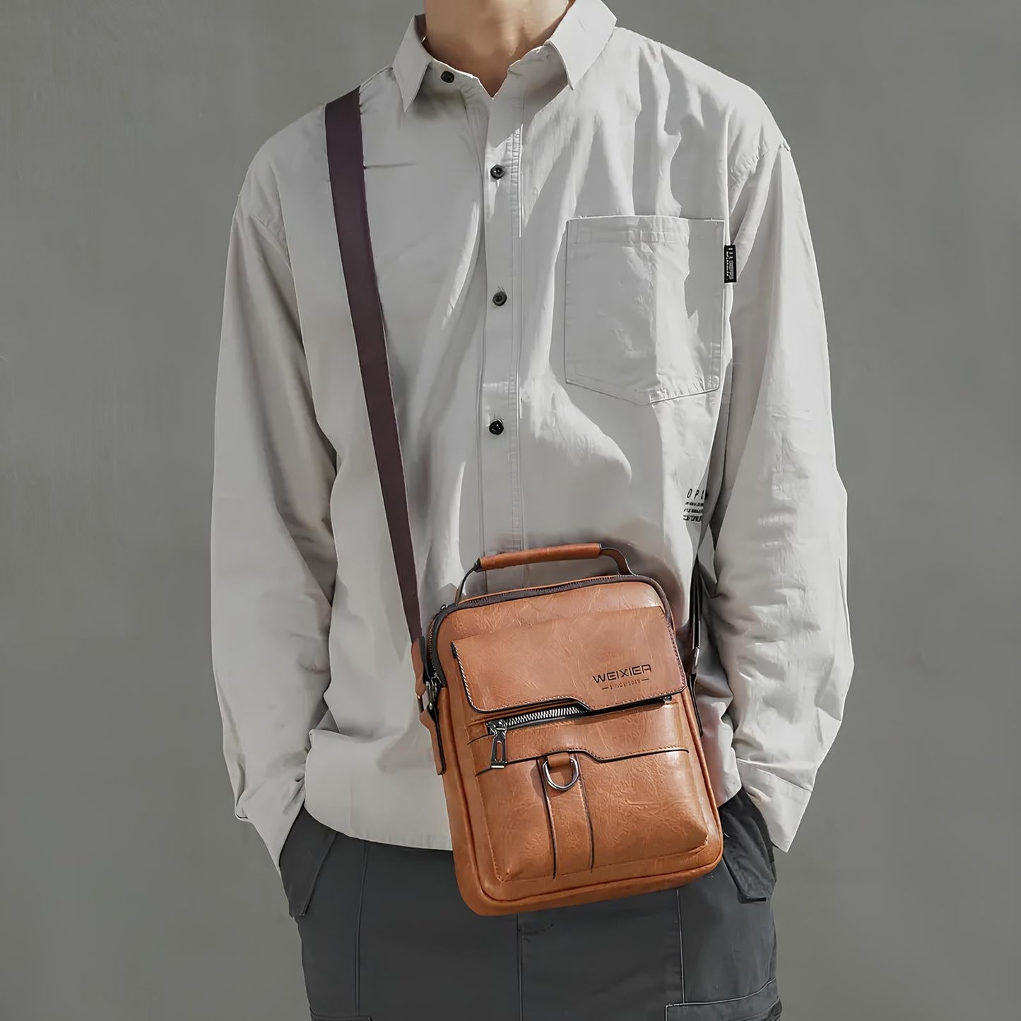 SafeStride™ Anti-Theft Leather Sling Bag