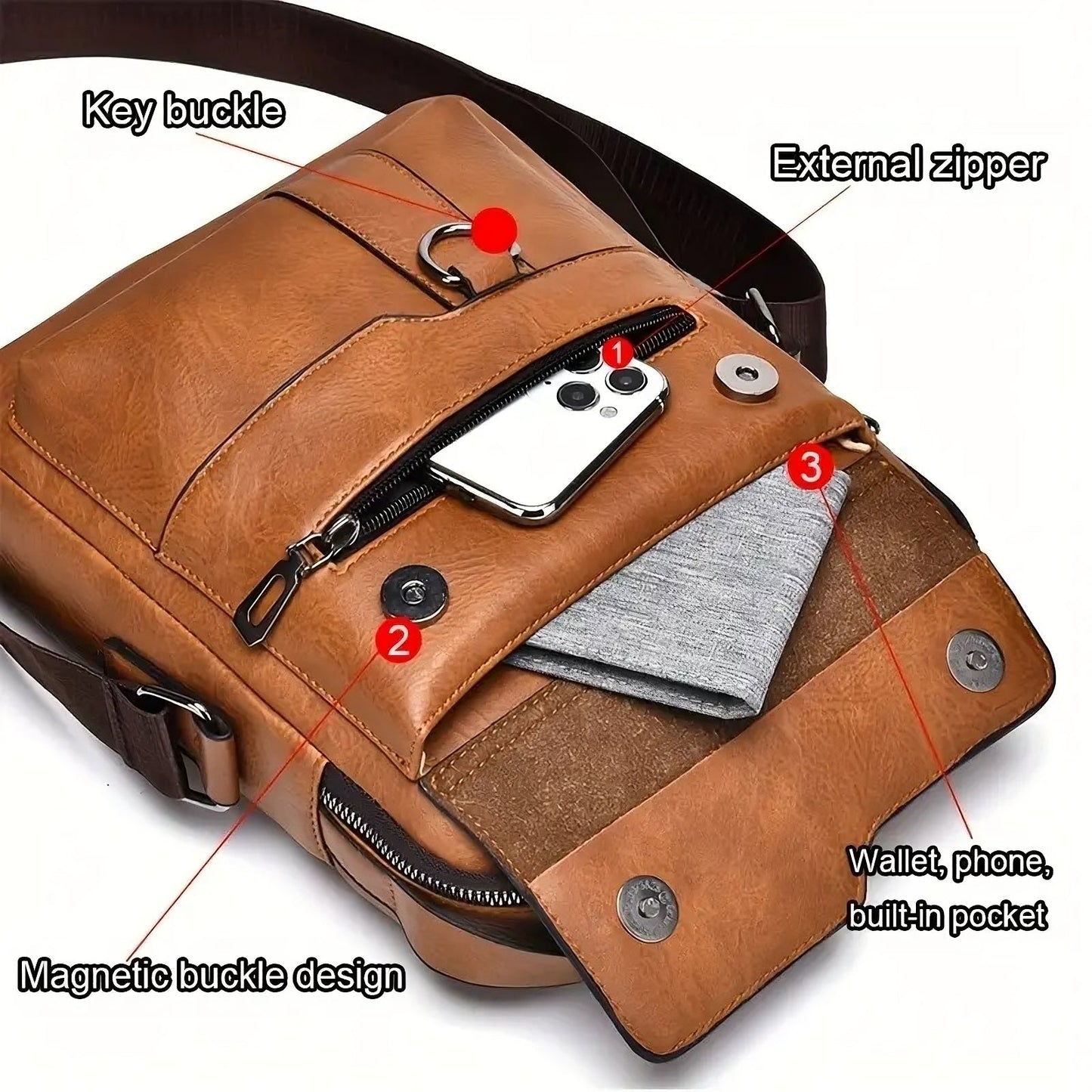 SafeStride™ Anti-Theft Leather Sling Bag