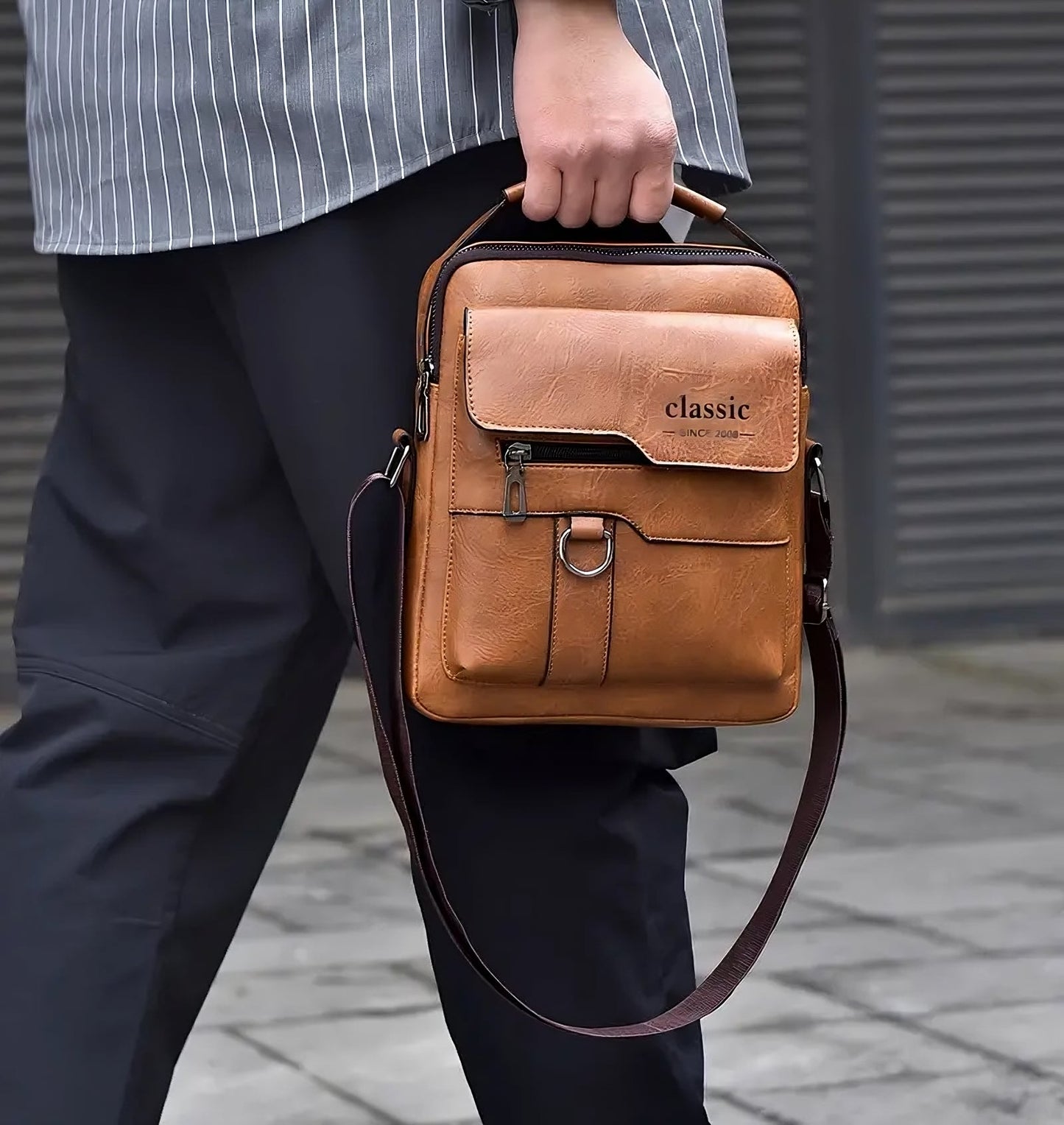 SafeStride™ Anti-Theft Leather Sling Bag