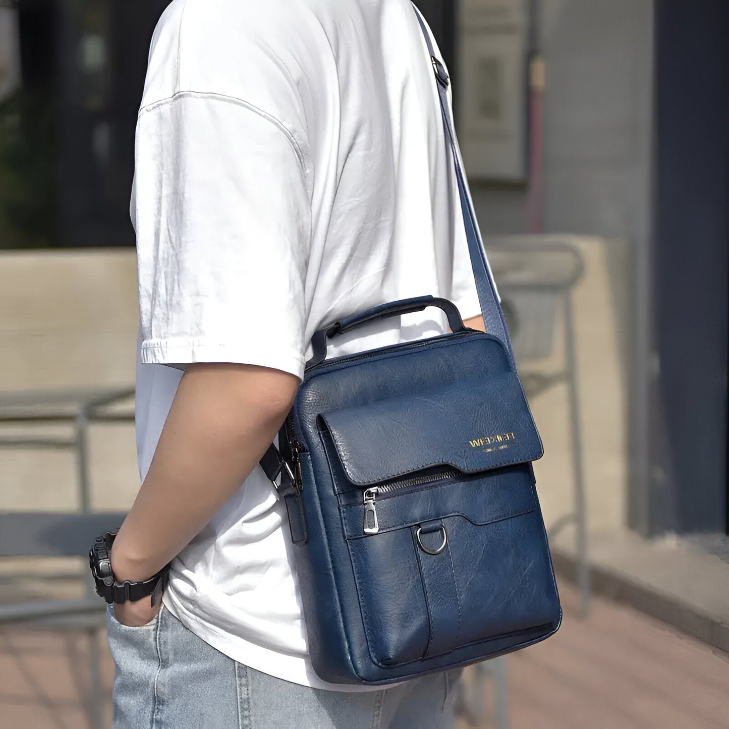 SafeStride™ Anti-Theft Leather Sling Bag