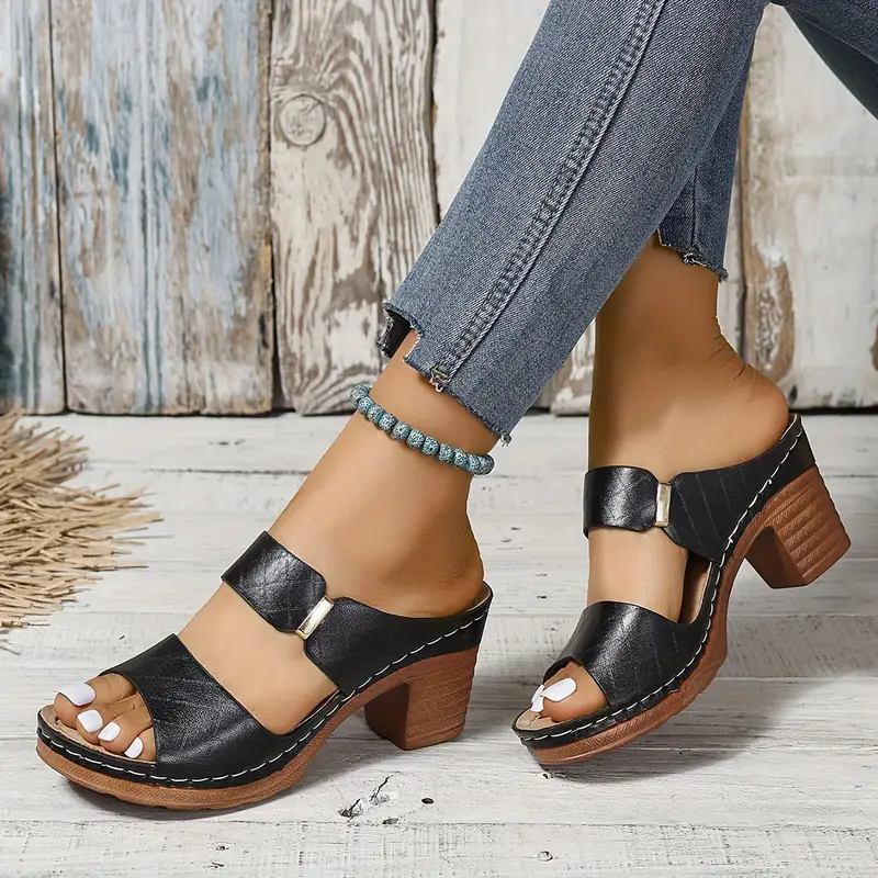 Annina - Women's Quilted Block Heel Slippers