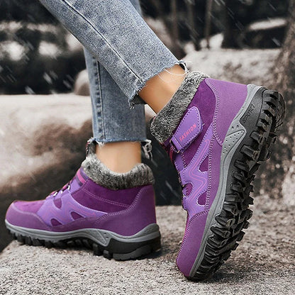 SnoVera™ | Winter Ankle Boots – Plush-Lined, Hook & Loop