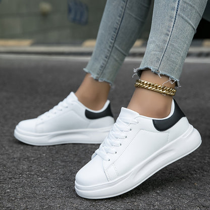 Strideon - Women’s Clean White Sneakers – Casual Minimalist Shoes