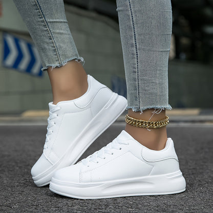 Strideon - Women’s Clean White Sneakers – Casual Minimalist Shoes