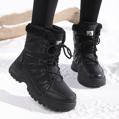 SnowEase | Women’s Winter Lace-Up Plush Ankle Boots