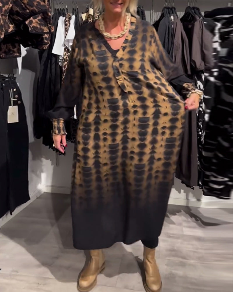 VellaVeil™ - Long Sleeve Ombre Dress with V-Neck