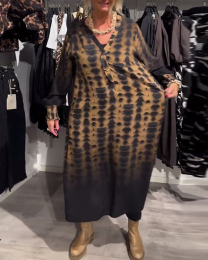 VellaVeil™ - Long Sleeve Ombre Dress with V-Neck