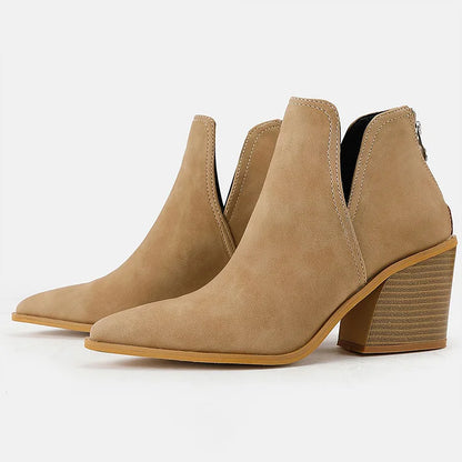 VELA™ | Women’s Mid-Heel Ankle Boots – Slip-On