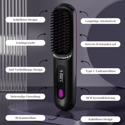 GlideBrush Pro - Kabellose Haarglättungsbürste