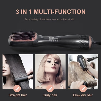 StyleFlow™ – 2-in-1 Hot Air Brush for Drying, Straightening & Soft Curls