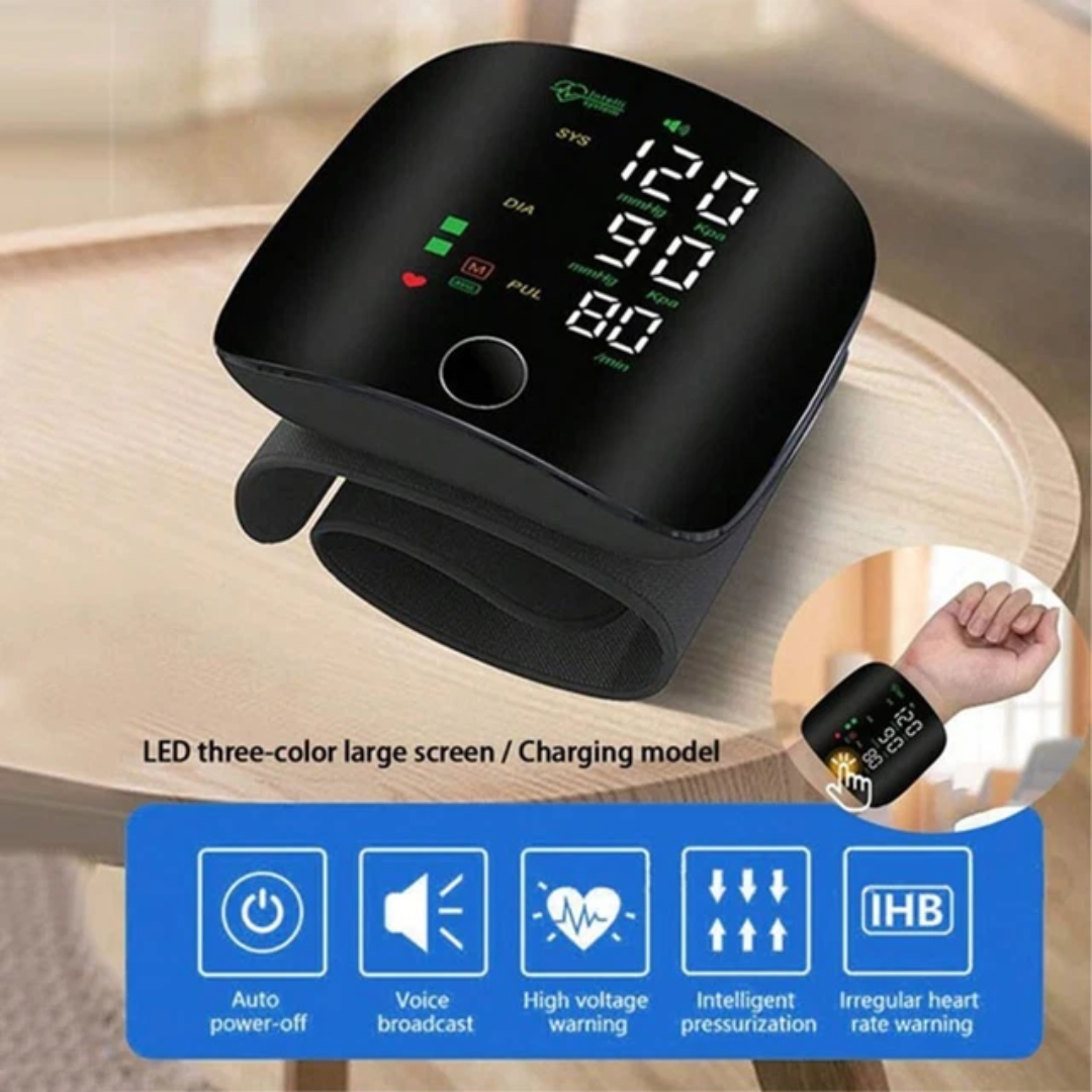 PulseTrack™ – Portable LED Wrist Blood Pressure Monitor