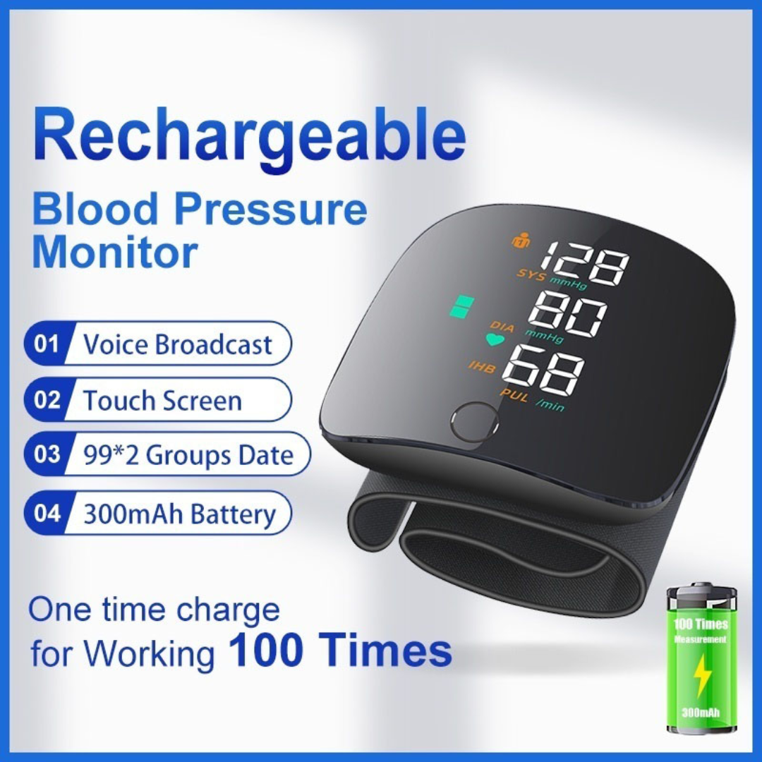 PulseTrack™ – Portable LED Wrist Blood Pressure Monitor
