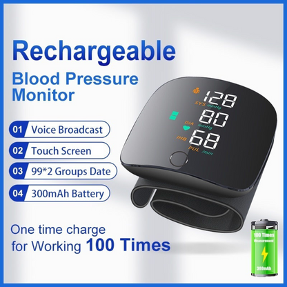 PulseTrack™ – Portable LED Wrist Blood Pressure Monitor