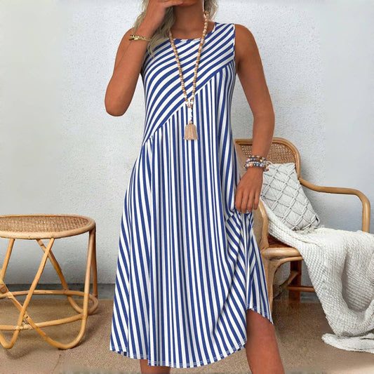 Emeely – Sleeveless Casual Dress with Striped Pattern