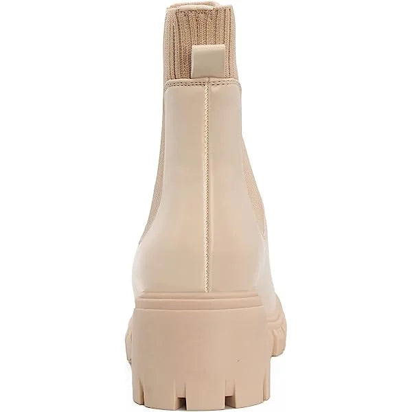 Elviora | Women’s Chunky Short Boots – Knitted Slip-On