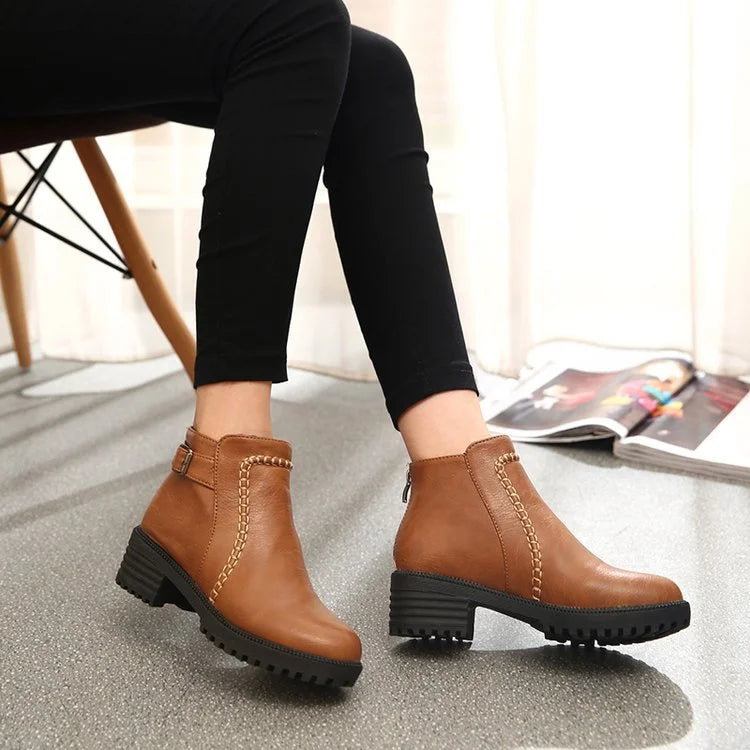 Liora™ | Women's Ankle Boots – Low Chunky Heels