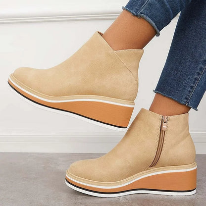 MOVA™ | Women’s Retro Wedge Booties – Side Zip