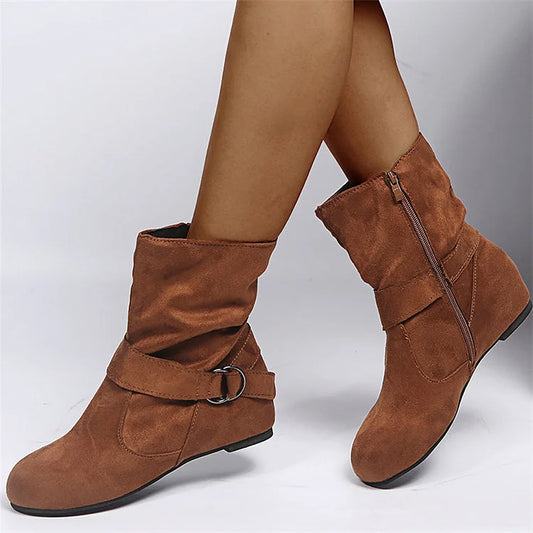 Velora™ | Zipper Chunky Ankle Heels Retro Boots