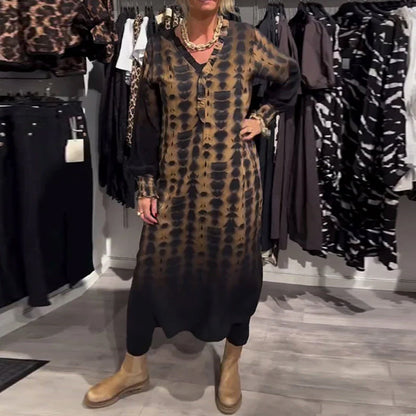 VellaVeil™ - Long Sleeve Ombre Dress with V-Neck