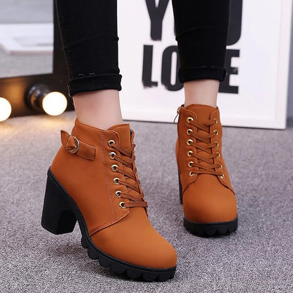 Lunvéra | Women’s Lace-Up High Heel Ankle Boots