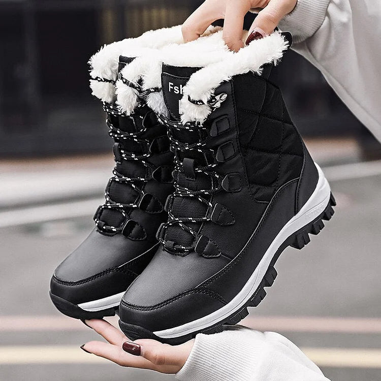 VELA™ | Women’s Winter Ankle Boots – Warm Lace-Up