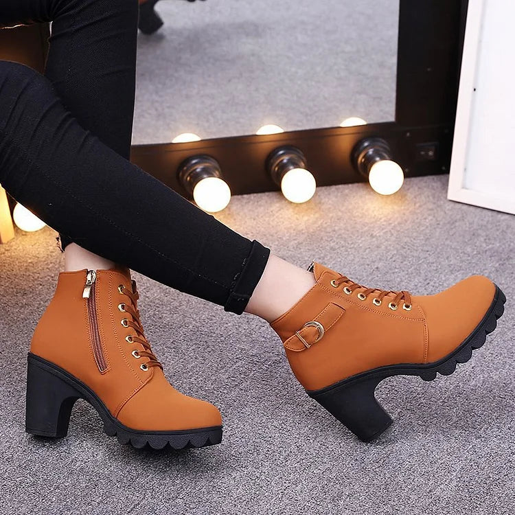 Lunvéra | Women’s Lace-Up High Heel Ankle Boots