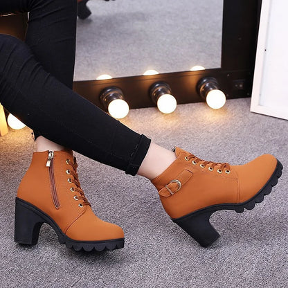 Lunvéra | Women’s Lace-Up High Heel Ankle Boots