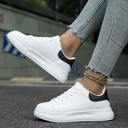 Strideon - Women’s Clean White Sneakers – Casual Minimalist Shoes