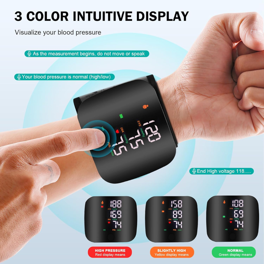 PulseTrack™ – Portable LED Wrist Blood Pressure Monitor