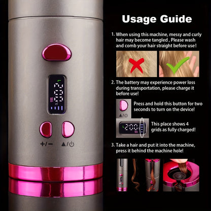 CurlFree™ | Portable Hair Curler – Rechargeable Wand with Auto-Off Safety Feature