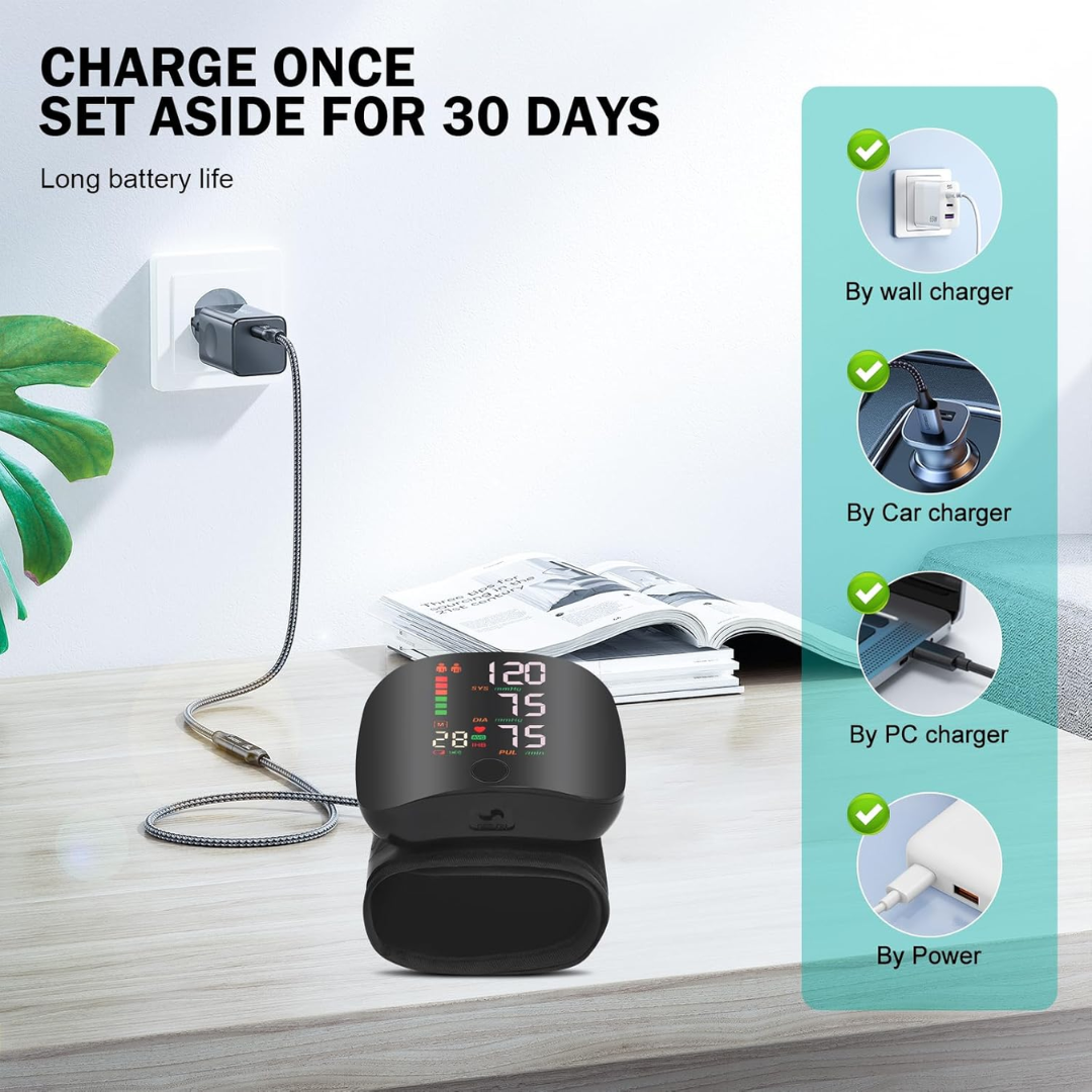 PulseTrack™ – Portable LED Wrist Blood Pressure Monitor