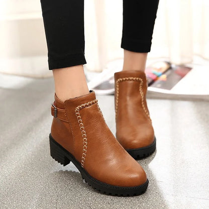 Liora™ | Women's Ankle Boots – Low Chunky Heels