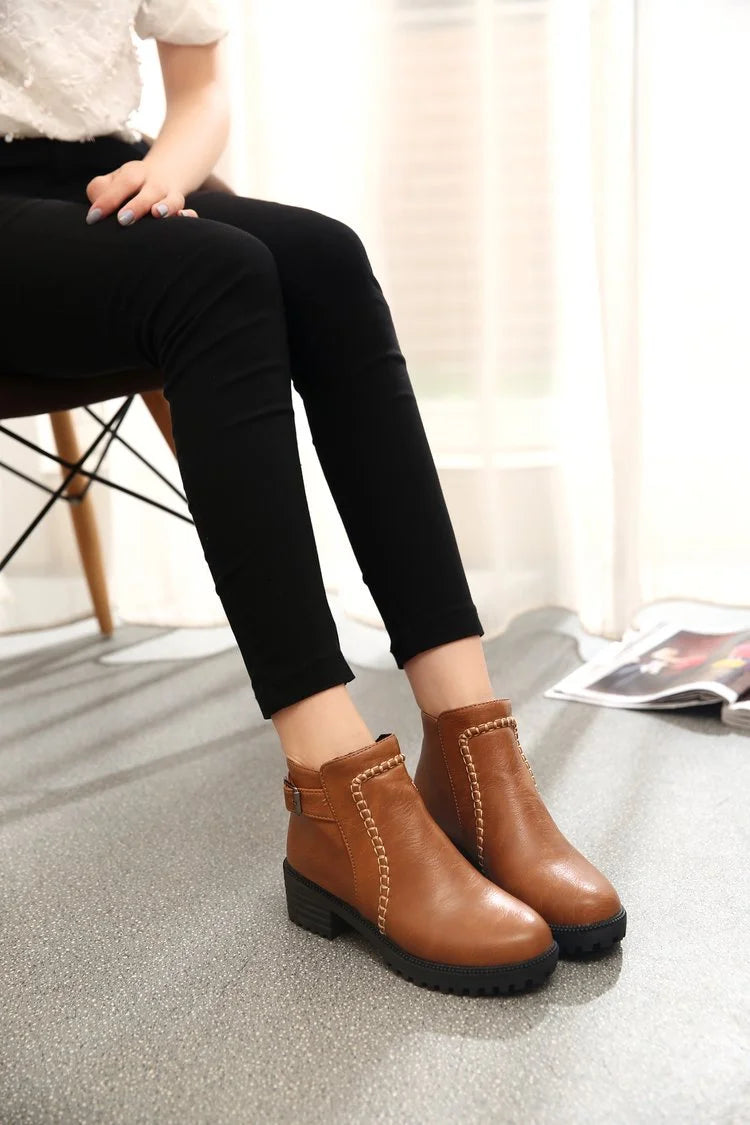 Liora™ | Women's Ankle Boots – Low Chunky Heels