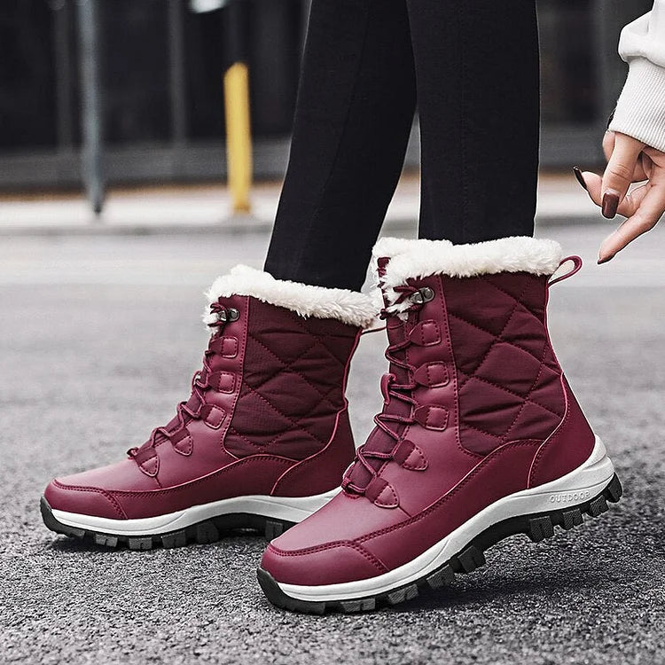 VELA™ | Women’s Winter Ankle Boots – Warm Lace-Up