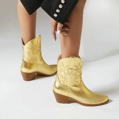 Velmora™ | Western Cowboy Ankle Boots for Women