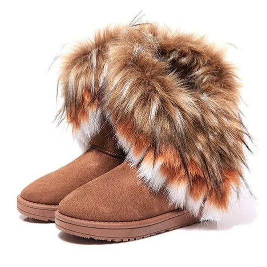 WinterGlow | Women’s Winter Faux Fur Slip-On Boots