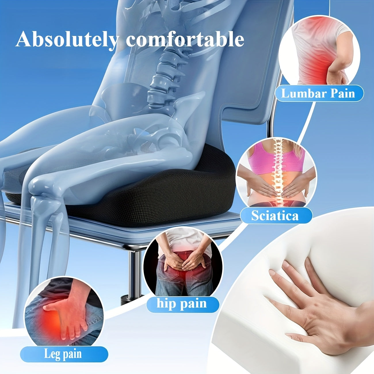 SeatMate™ Memory Foam Cushion for Prolonged Sitting