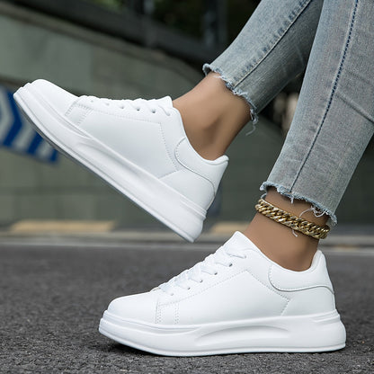 Strideon - Women’s Clean White Sneakers – Casual Minimalist Shoes