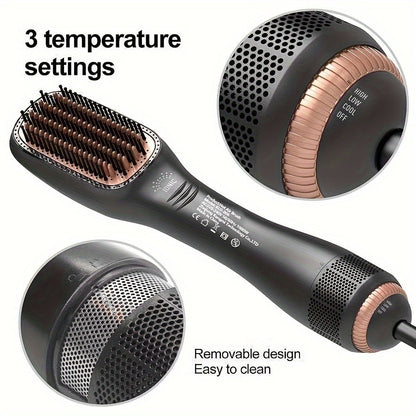 StyleFlow™ – 2-in-1 Hot Air Brush for Drying, Straightening & Soft Curls