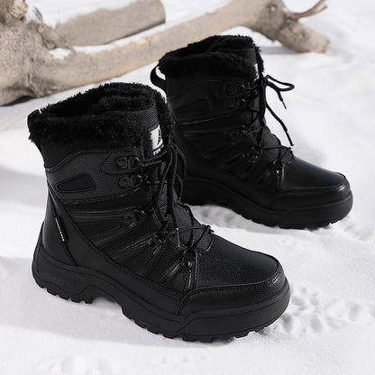 SnowEase | Women’s Winter Lace-Up Plush Ankle Boots
