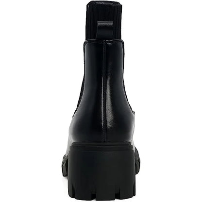 Elviora | Women’s Chunky Short Boots – Knitted Slip-On